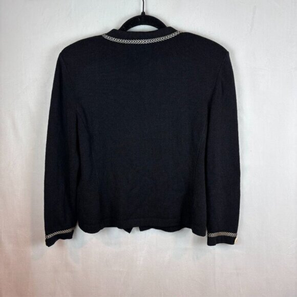 Vintage St. John Collection Marie Gray Women's Black cream button cardigan sz 12 - Picture 8 of 10